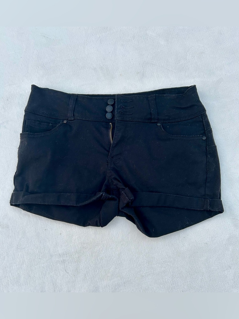 Wax Jean cuffed Shorties shorts Black Denim Sz. Medium Juniors